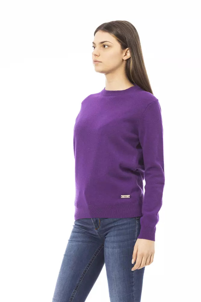 Pull ras du cou en laine et cachemire mélangés violet Baldinini Trend