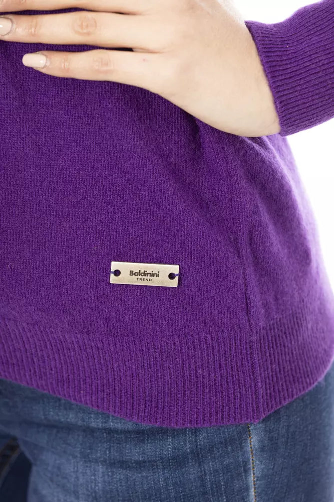 Pull ras du cou en laine et cachemire mélangés violet Baldinini Trend