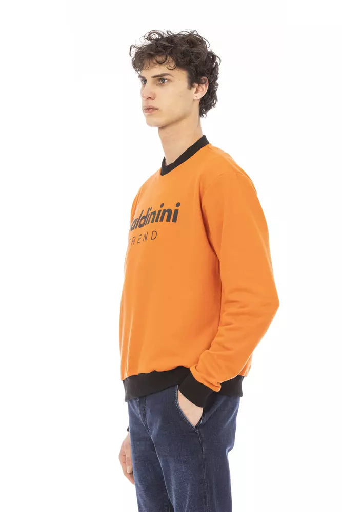 Sweat à capuche en polaire de coton orange Baldinini Trend avec logo sur le devant