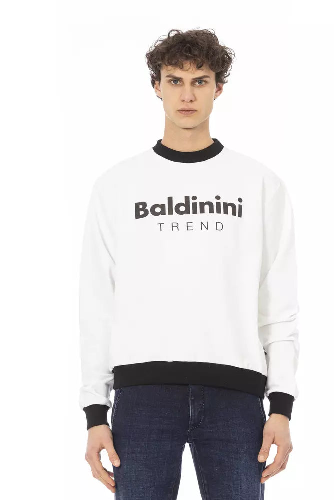 Sudadera con capucha de algodón polar blanca y logotipo en la parte delantera de Baldinini Trend Chic