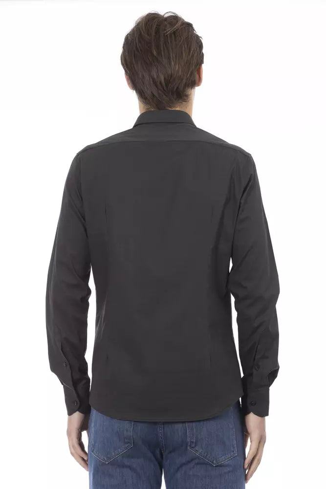 Camisa de cuello italiano entallada gris Baldinini Trend Elite