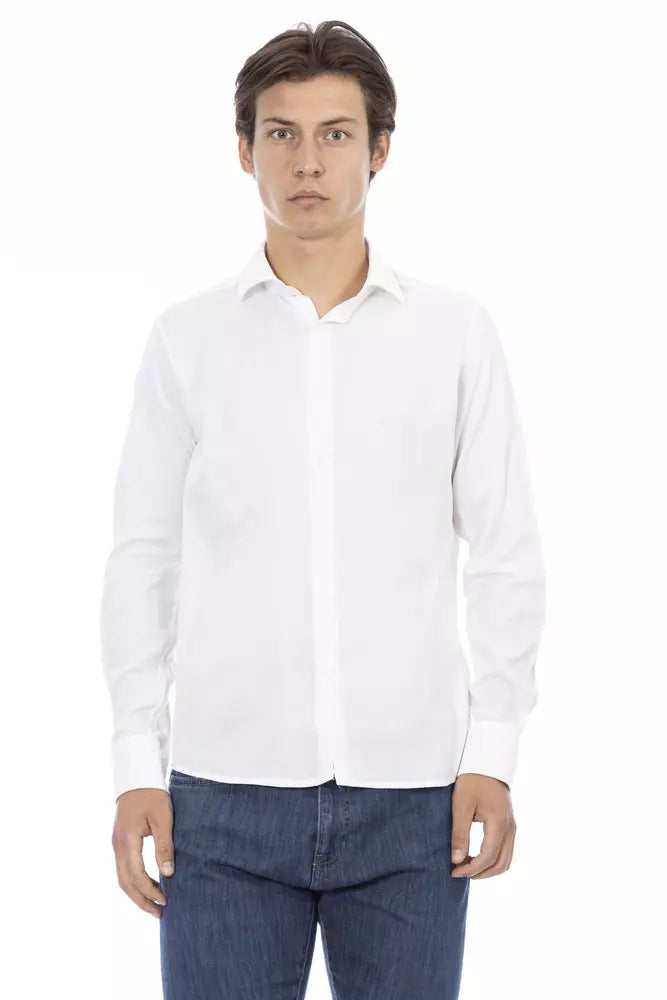 Camisa elegante de algodón blanca de corte entallado Baldinini Trend