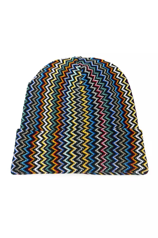 Bonnet en laine multicolore à motif géométrique fantaisie Missoni