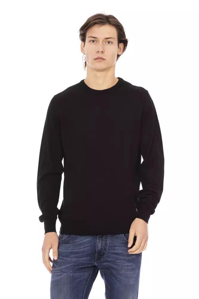 Pull ras du cou élégant noir monogrammé Baldinini Trend