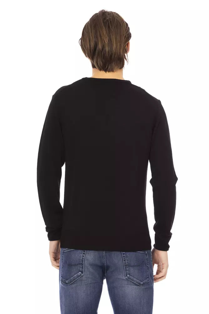 Jersey de cuello alto elegante negro de Baldinini Trend