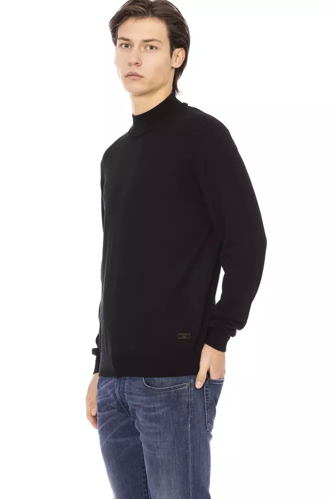 Pull col roulé noir élégant à monogramme Baldinini Trend