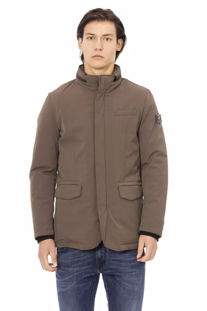 Veste élégante marron à fermeture éclair sur le devant et monogramme Baldinini Trend