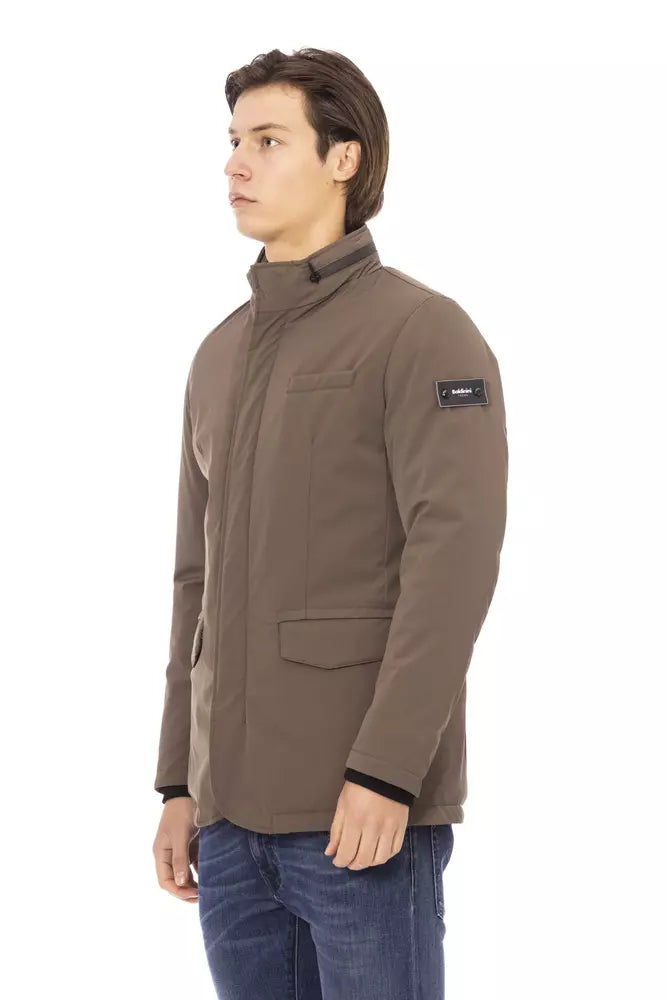 Veste élégante marron à fermeture éclair sur le devant et monogramme Baldinini Trend