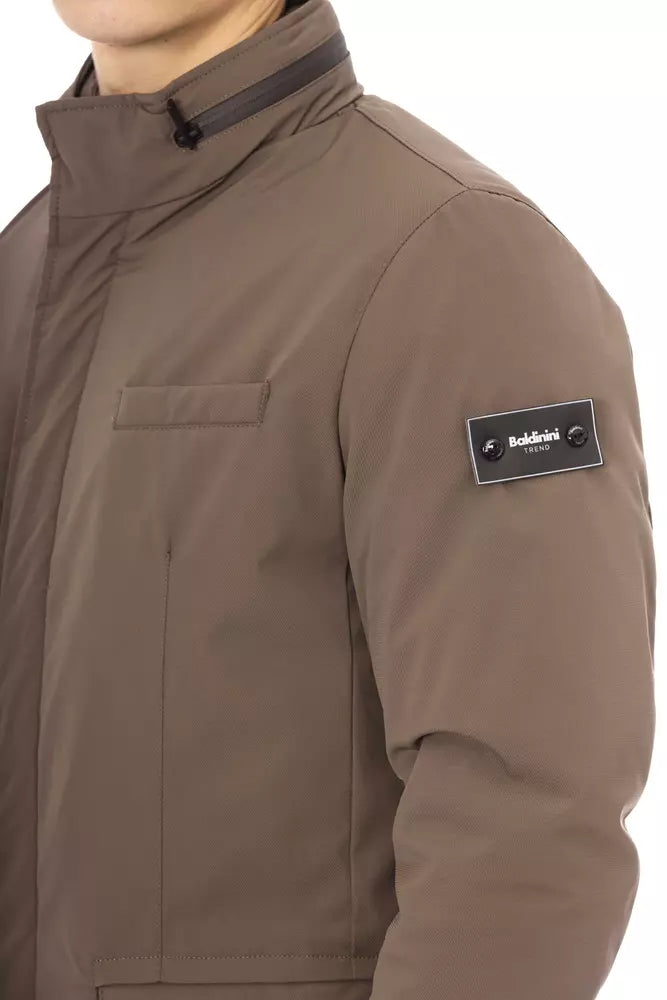 Veste élégante marron à fermeture éclair sur le devant et monogramme Baldinini Trend