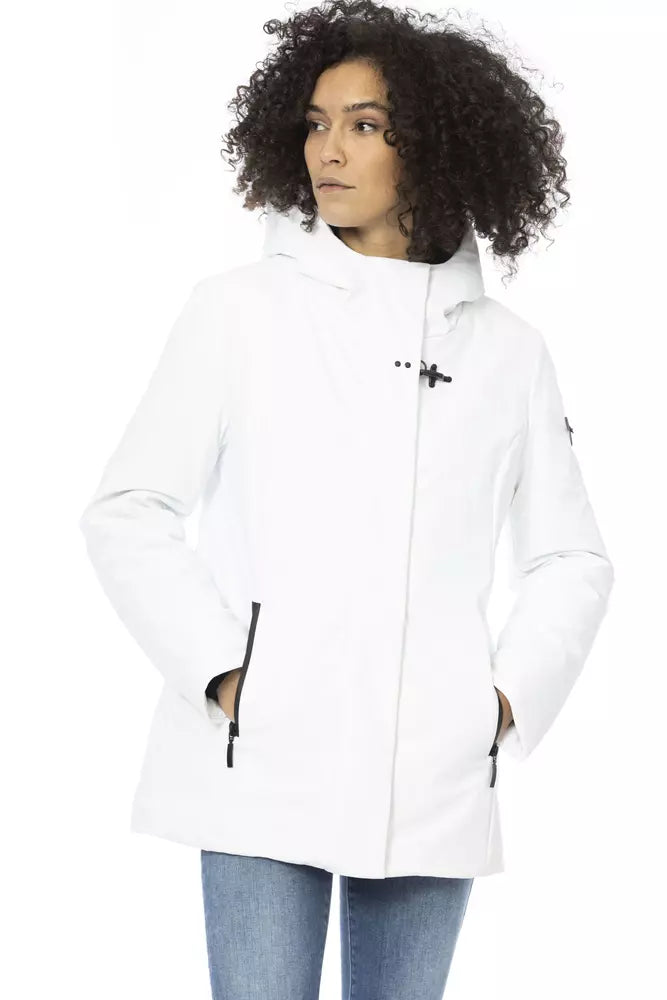 Chaqueta de plumas blanca elegante con capucha ajustable de Baldinini Trend