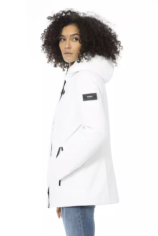 Chaqueta de plumas blanca elegante con capucha ajustable de Baldinini Trend