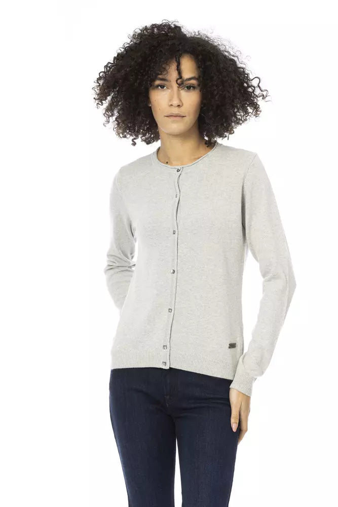 Pull monogrammé en laine mélangée grise tendance chic de Baldinini