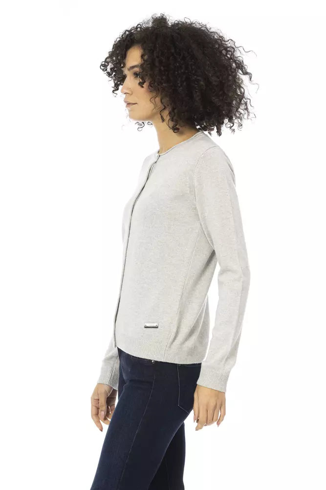 Pull monogrammé en laine mélangée grise tendance chic de Baldinini