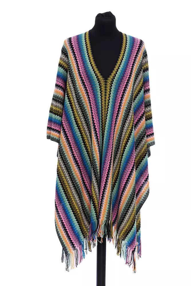 Poncho con flecos de fantasía geométrica de Missoni