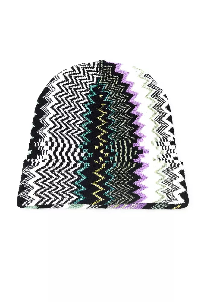 Bonnet en laine mélangée multicolore à motif géométrique fantaisie Missoni