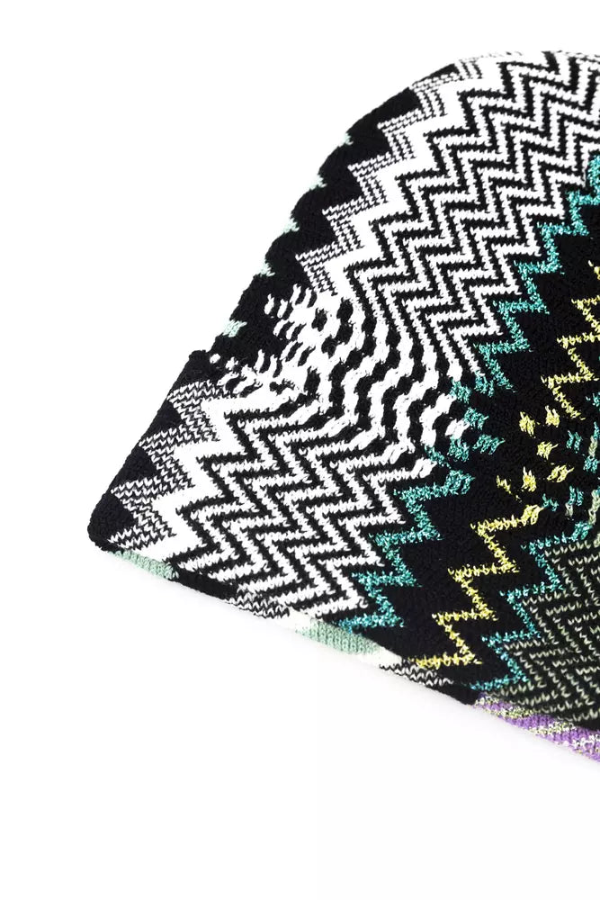 Bonnet en laine mélangée multicolore à motif géométrique fantaisie Missoni