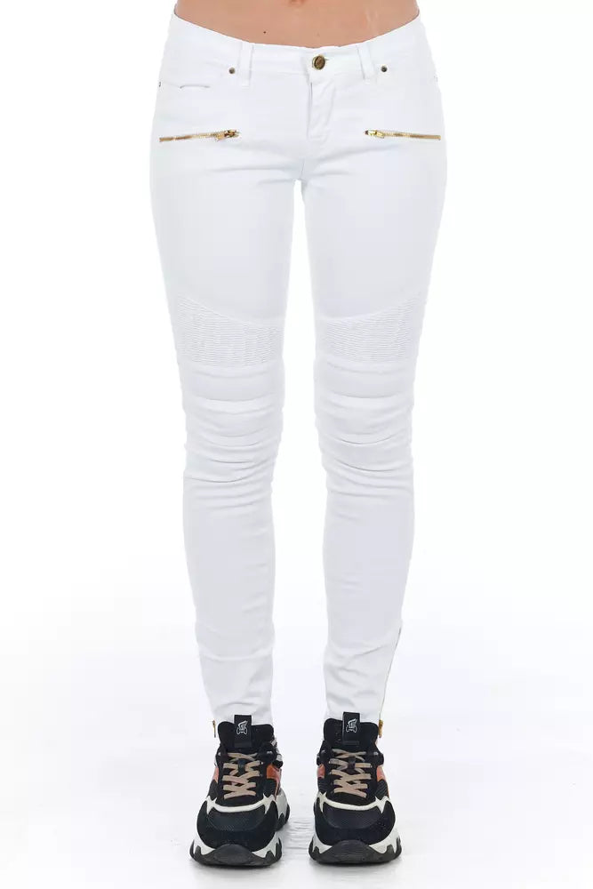 Jean en denim stretch blanc inspiré du motard chic Frankie Morello