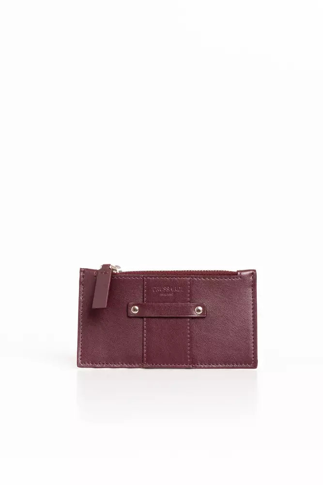 Porte-cartes élégant en cuir souple Trussardi en marron intense