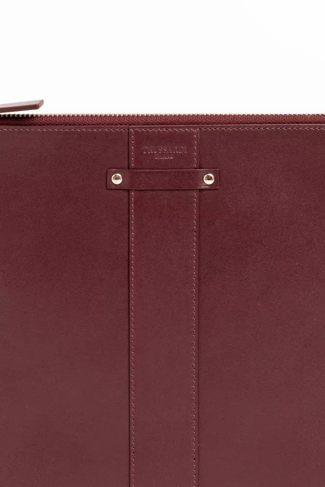 Pochette élégante en cuir de veau avec détails logo Trussardi