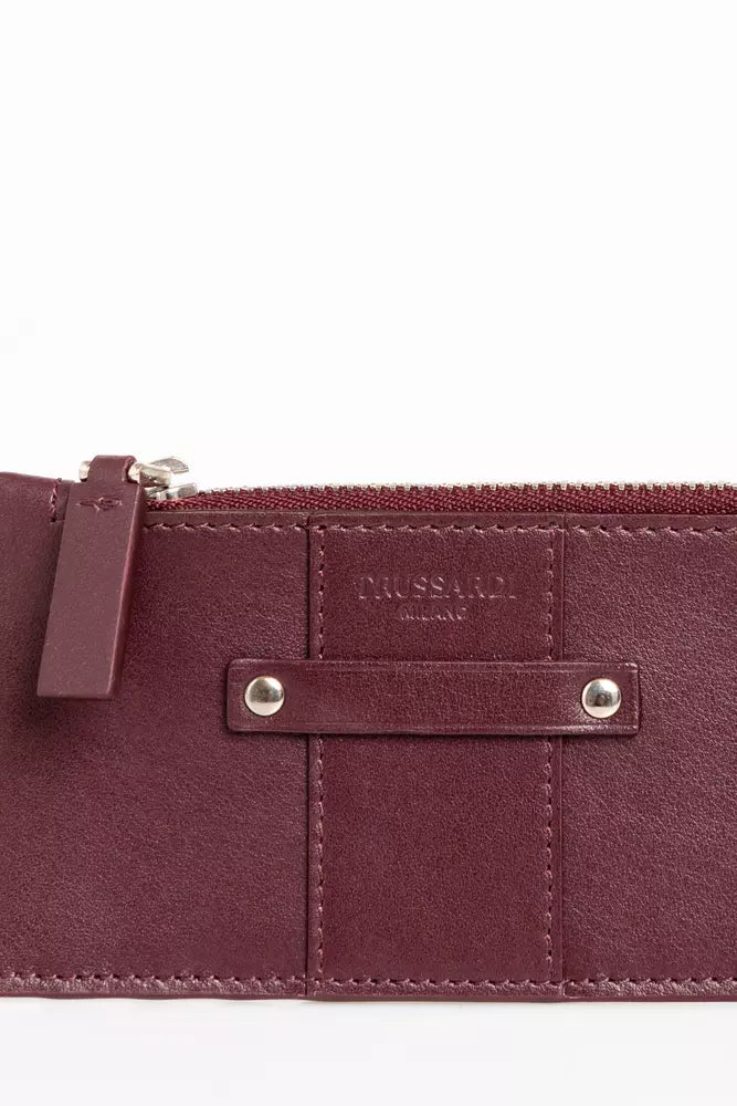 Porte-cartes élégant en cuir souple Trussardi en marron intense