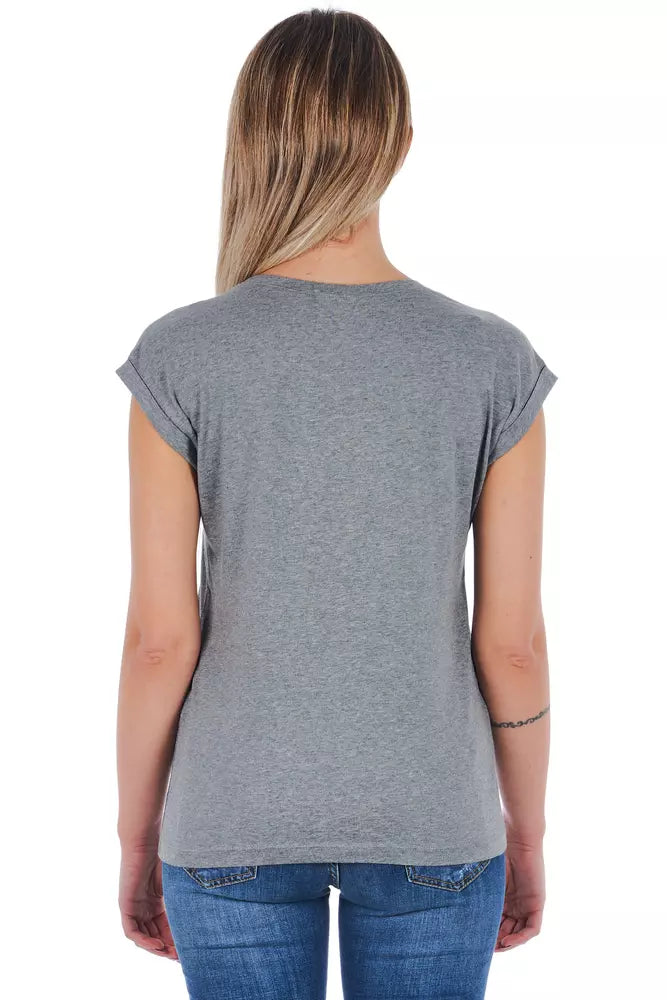 T-shirt en coton imprimé gris chic Frankie Morello