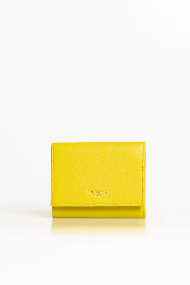 Portefeuille Trussardi Elegant Mini en cuir jaune