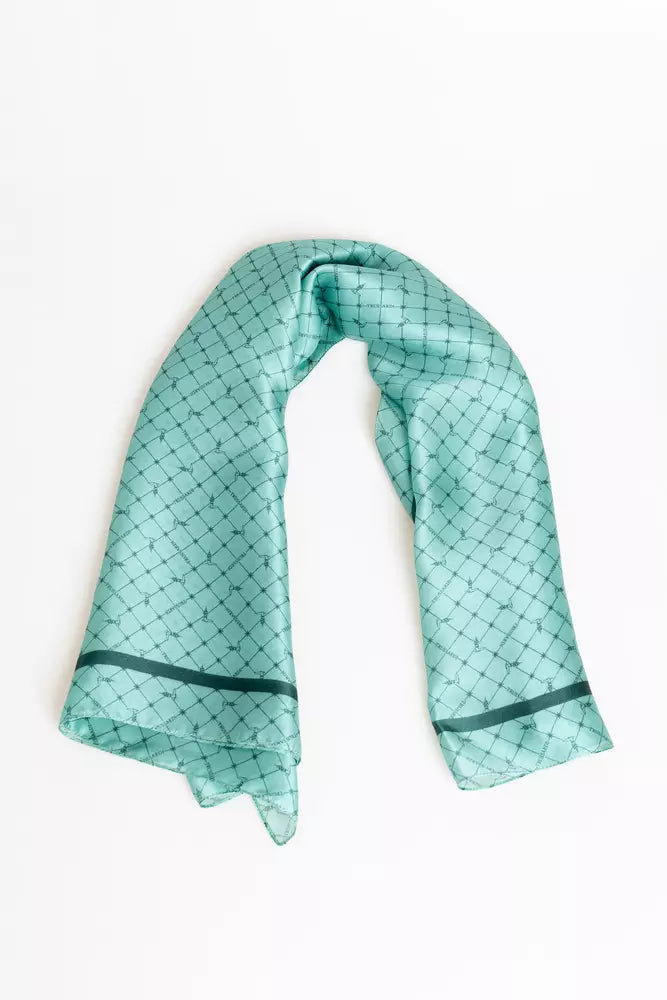 Foulard en soie Trussardi Vintage Elegance - Imprimé bleu clair années 70