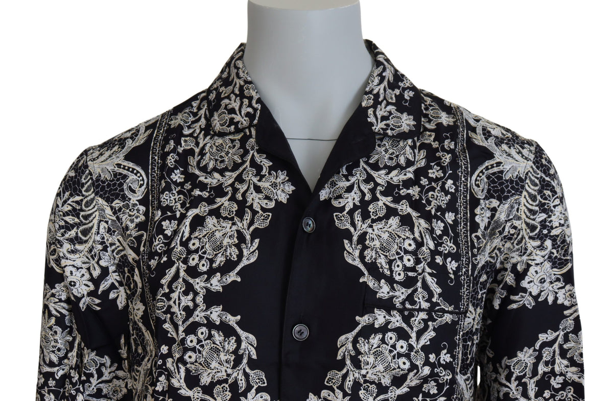 Chemise baroque fleurie en satin élégante Dolce &amp; Gabbana