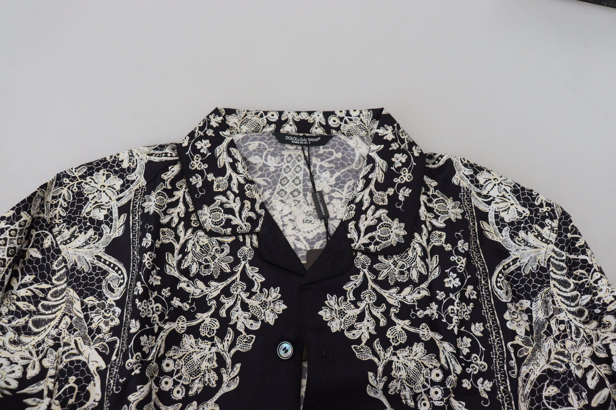 Chemise baroque fleurie en satin élégante Dolce &amp; Gabbana