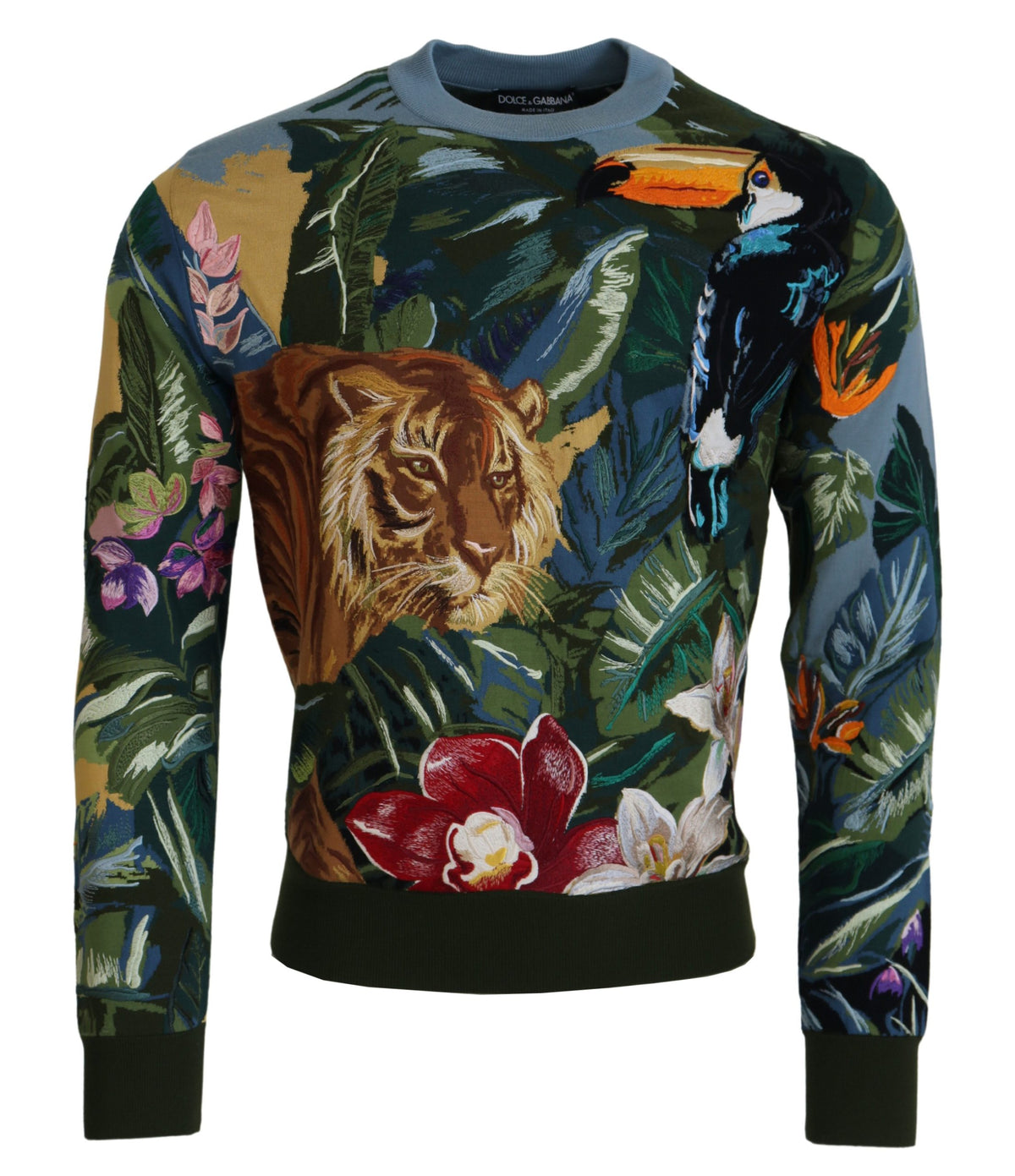 Pull en laine et soie brodé Jungle de Dolce &amp; Gabbana