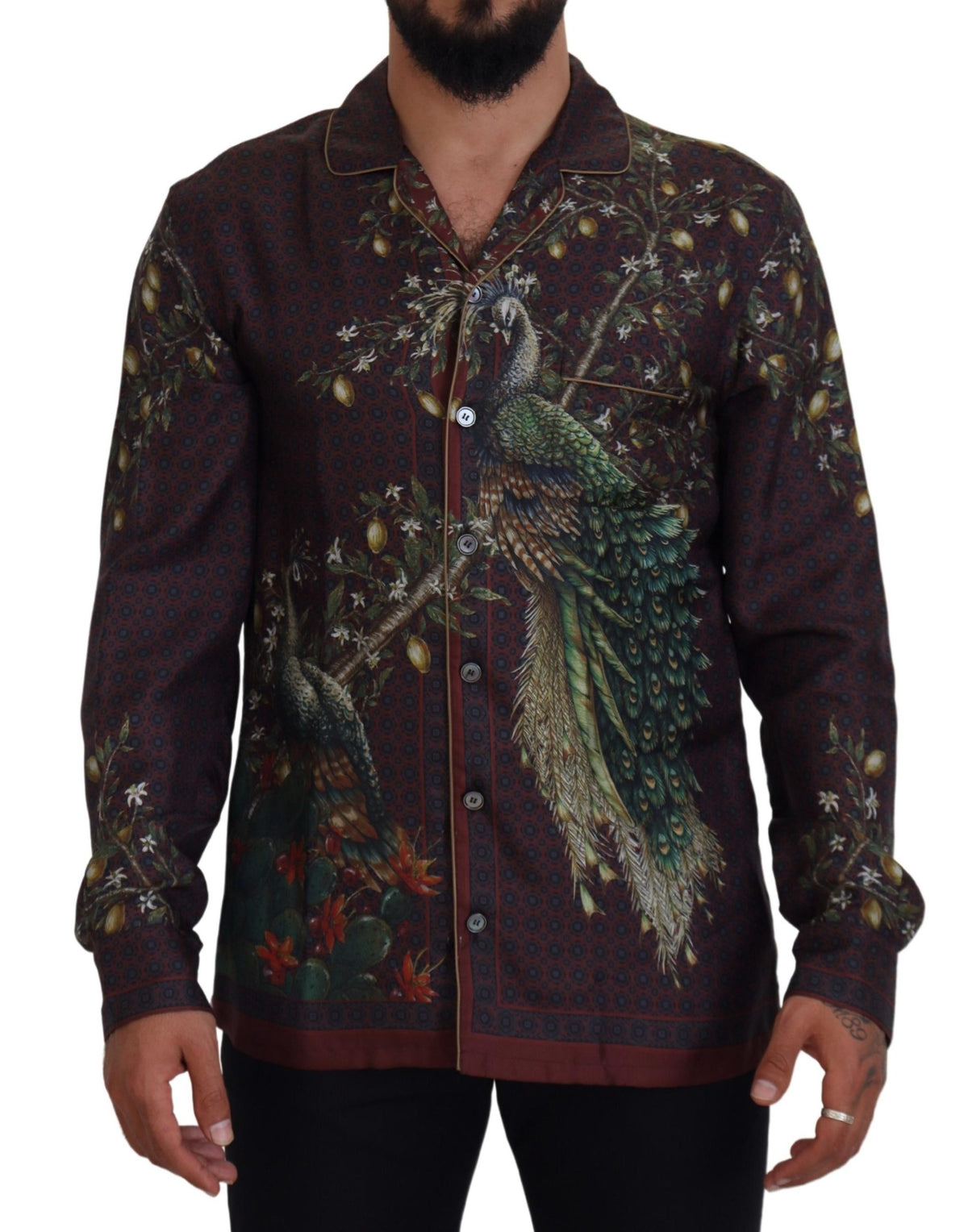 Chemise de pyjama élégante en satin de soie pour homme Dolce &amp; Gabbana