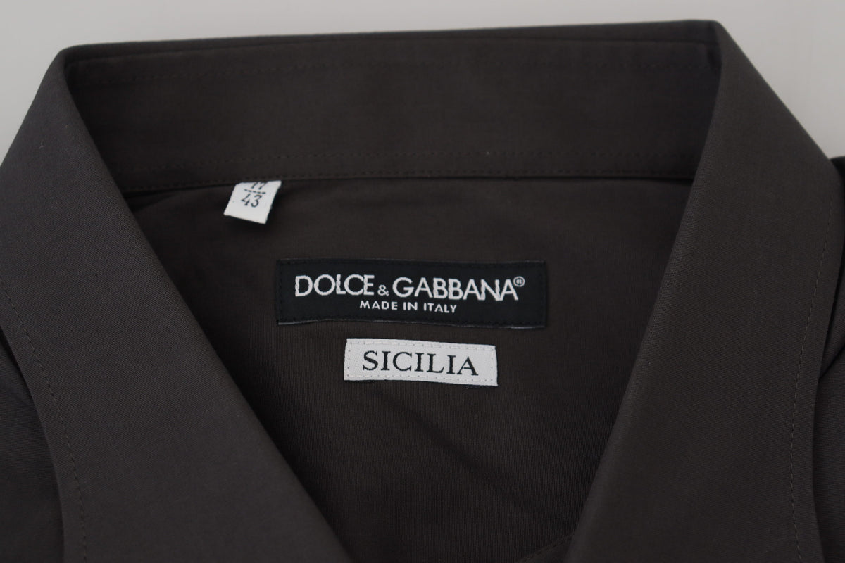 Camisa de vestir elegante de corte entallado Sicilia gris de Dolce &amp; Gabbana