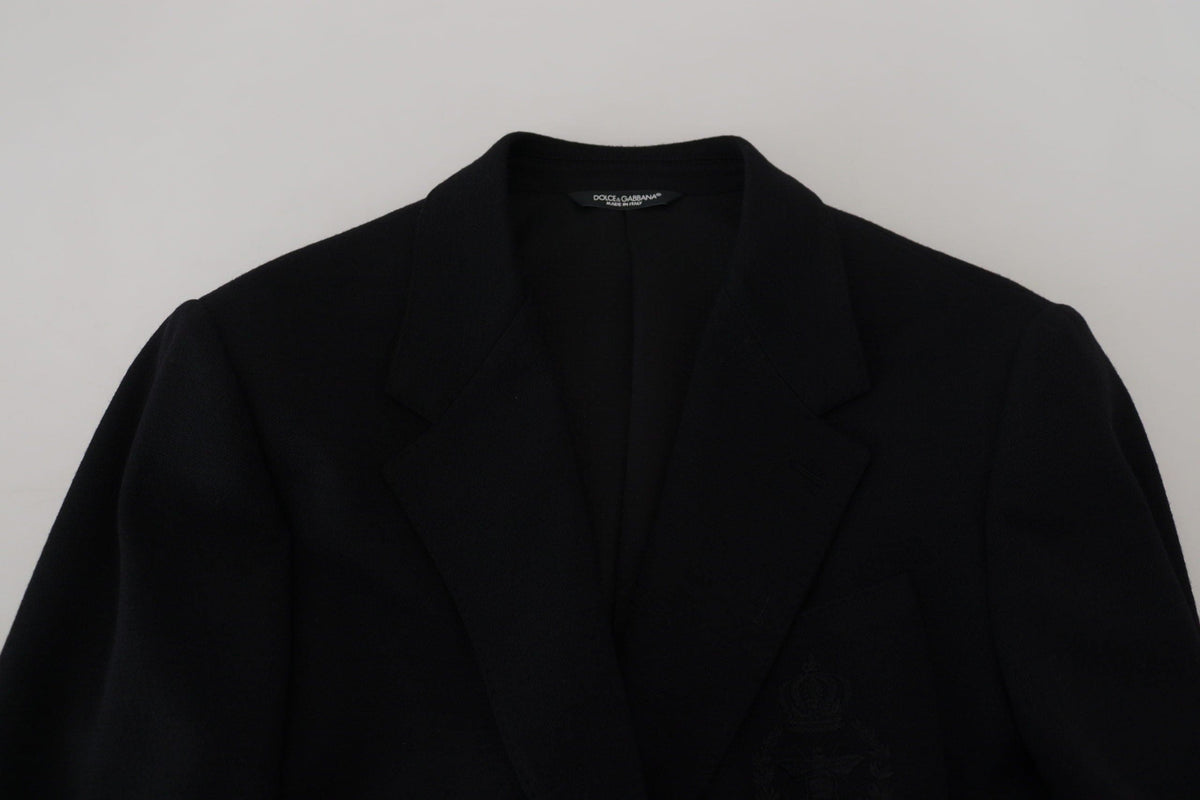 Blazer élégant en laine noire à boutonnage simple Dolce &amp; Gabbana