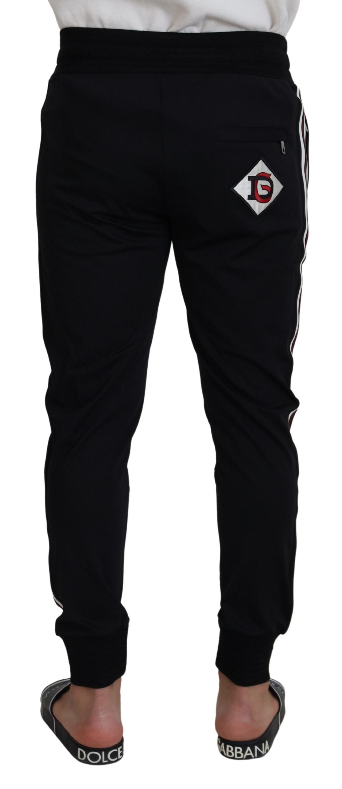 Pantalon de créateur en coton noir chic Dolce &amp; Gabbana