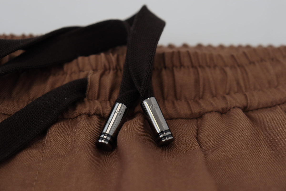 Dolce & Gabbana Chic Brown Cashmere-Silk Jogger Pants