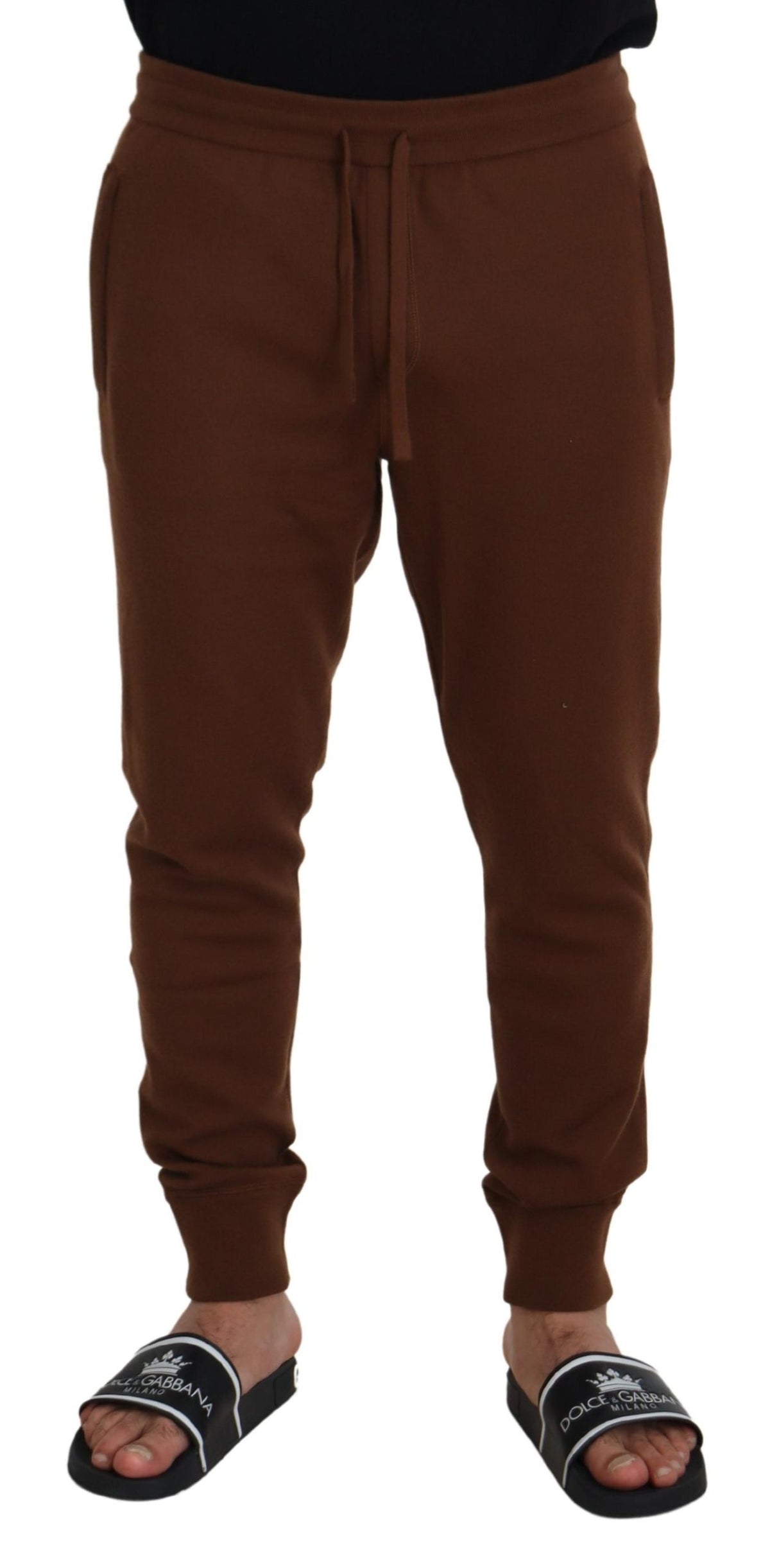 Pantalon de jogging élégant en cachemire marron Dolce &amp; Gabbana