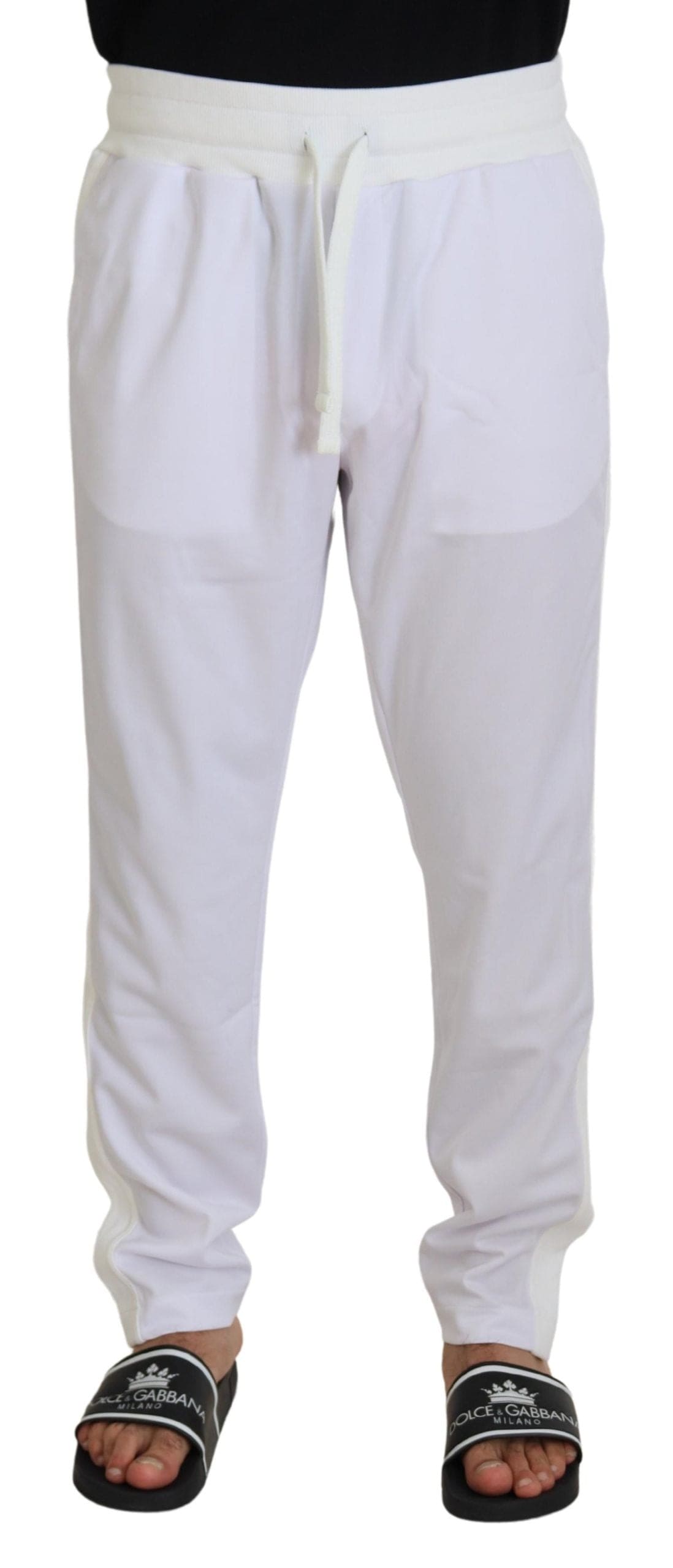 Pantalon de jogging blanc élégant Dolce &amp; Gabbana pour un confort sophistiqué