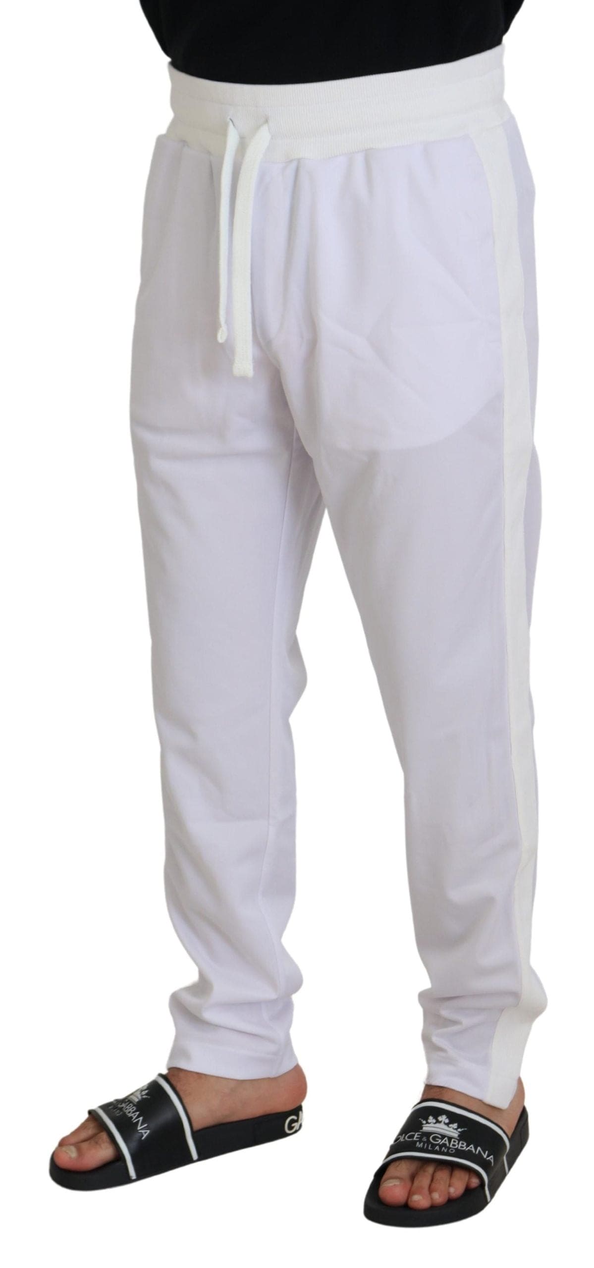 Pantalon de jogging blanc élégant Dolce &amp; Gabbana pour un confort sophistiqué