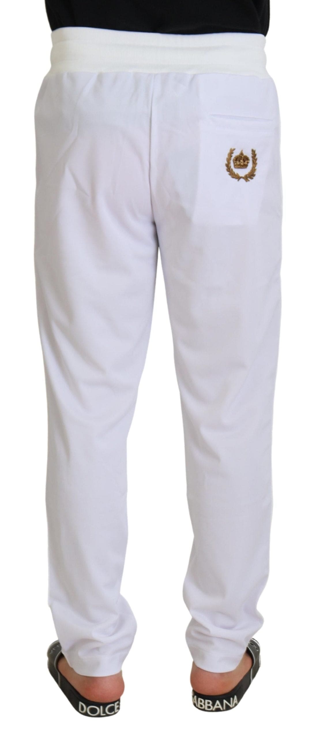 Pantalon de jogging blanc élégant Dolce &amp; Gabbana pour un confort sophistiqué