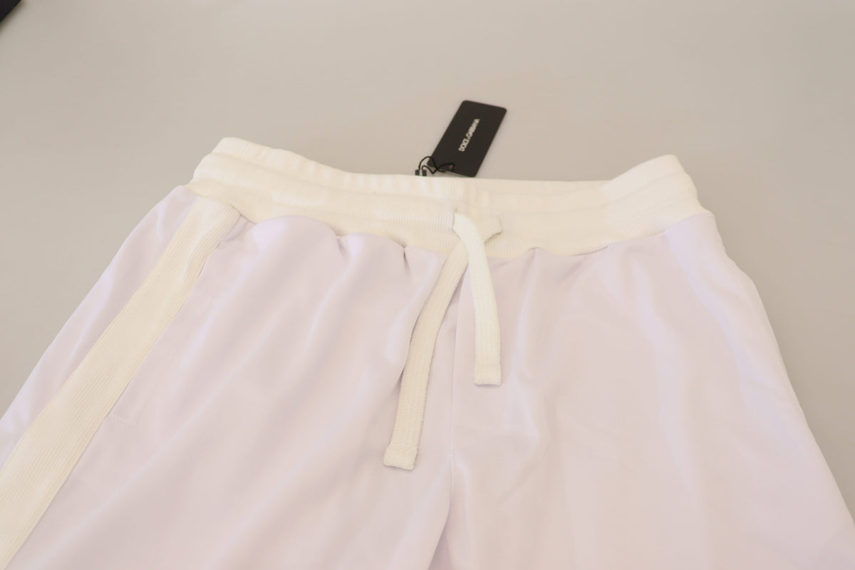 Pantalon de jogging blanc élégant Dolce &amp; Gabbana pour un confort sophistiqué