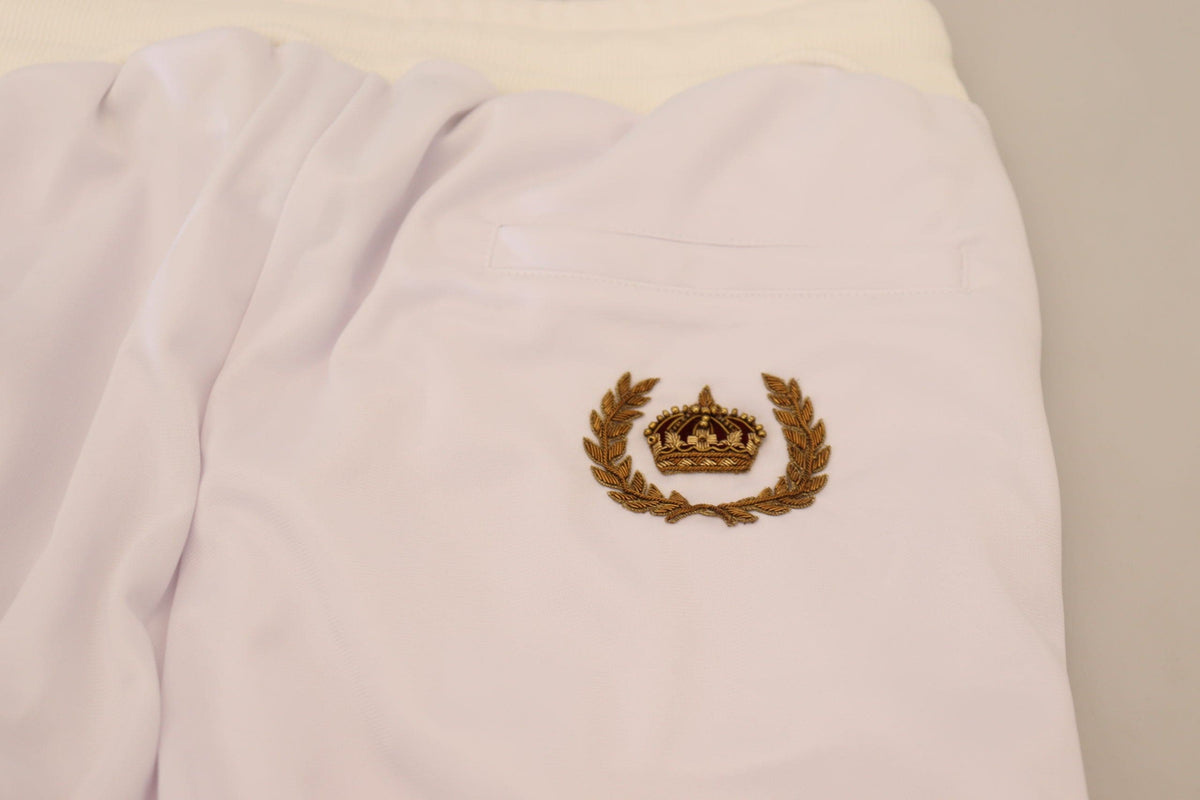 Pantalon de jogging blanc élégant Dolce &amp; Gabbana pour un confort sophistiqué