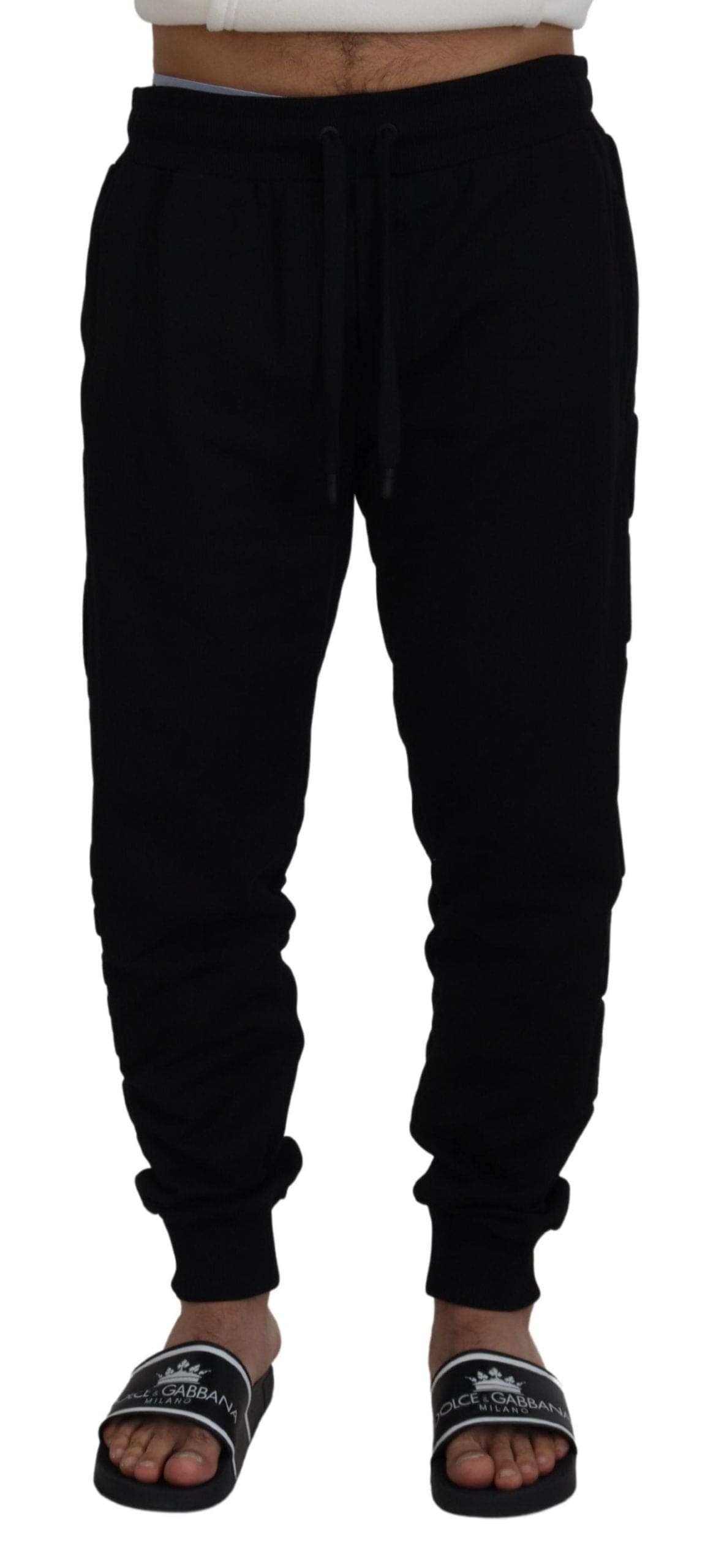 Pantalon de jogging élégant en coton noir Dolce &amp; Gabbana