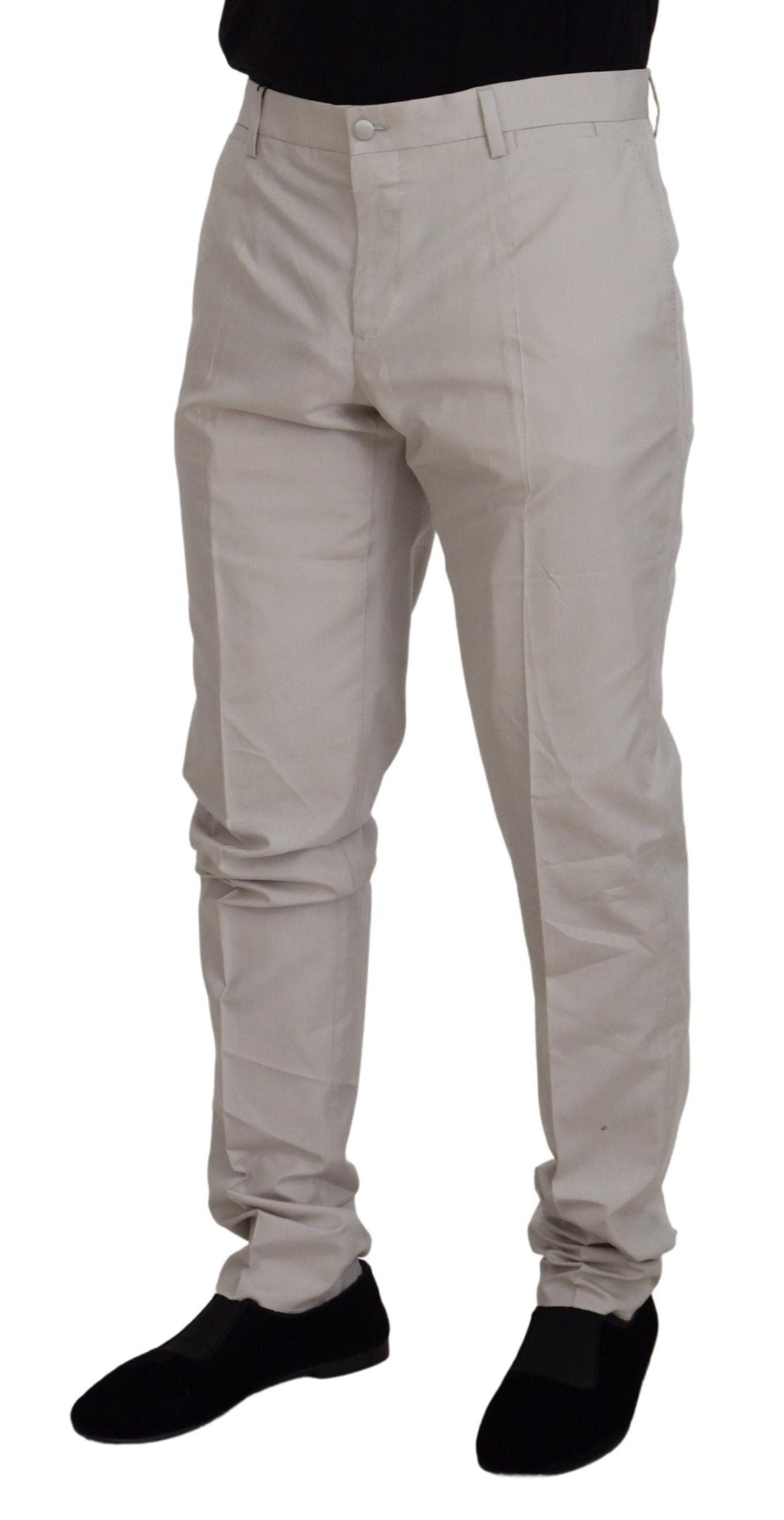 Pantalon élégant en soie mélangée blanc cassé Dolce &amp; Gabbana