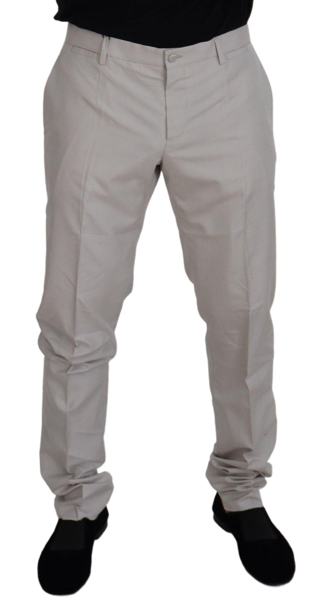 Pantalon élégant en soie mélangée blanc cassé Dolce &amp; Gabbana