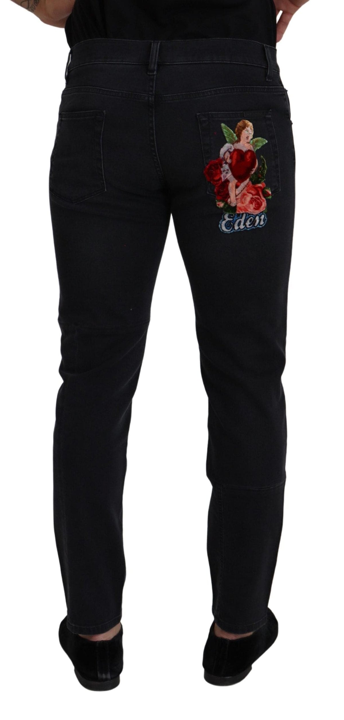 Pantalon en denim noir élégant en coton mélangé Dolce &amp; Gabbana