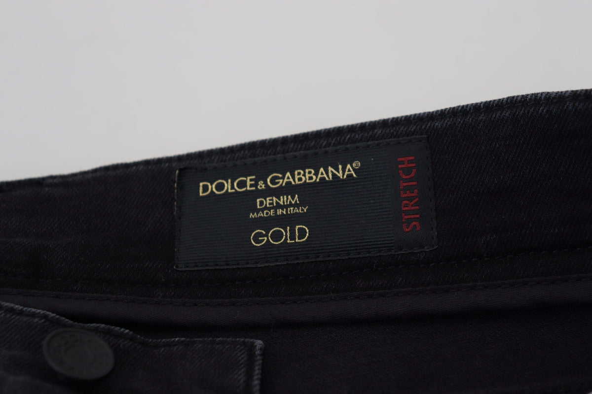 Pantalon en denim noir élégant en coton mélangé Dolce &amp; Gabbana