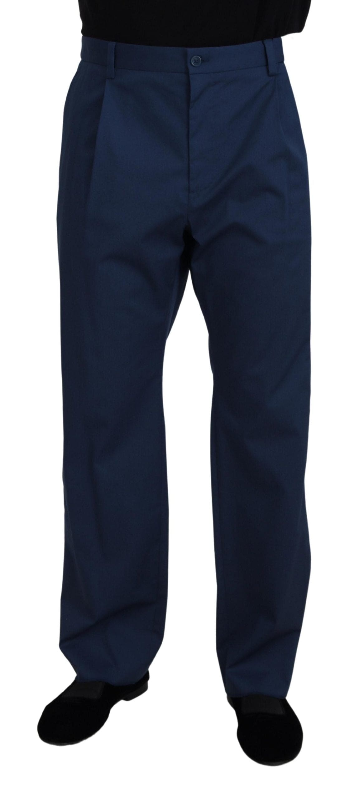 Pantalon élégant en coton mélangé bleu Dolce &amp; Gabbana pour homme