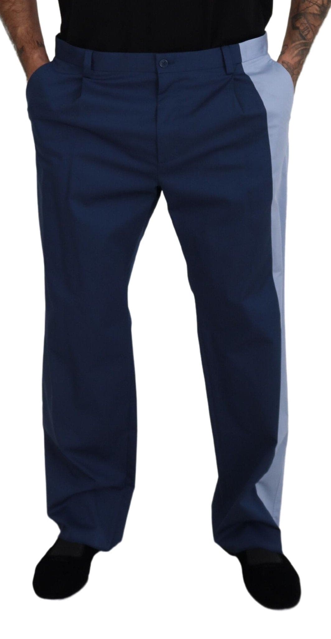 Pantalon élégant en coton mélangé bleu Dolce &amp; Gabbana pour homme