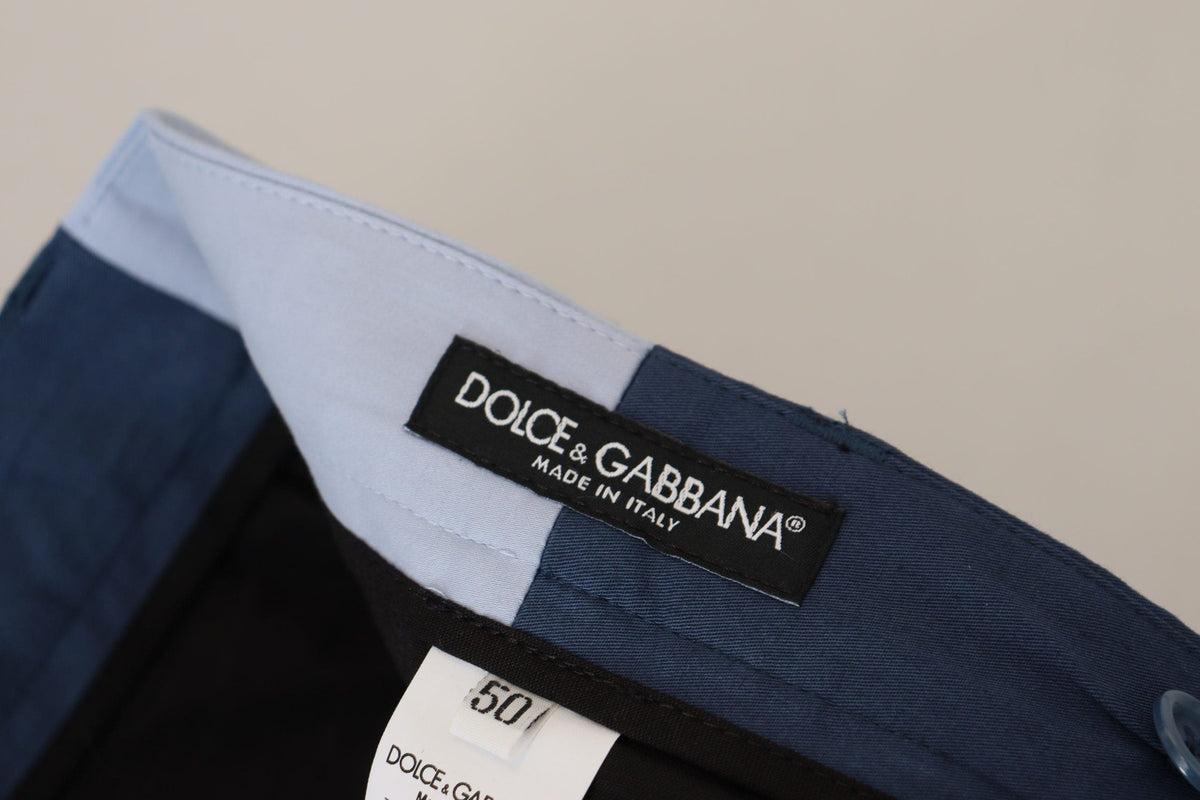 Pantalon élégant en coton mélangé bleu Dolce &amp; Gabbana pour homme