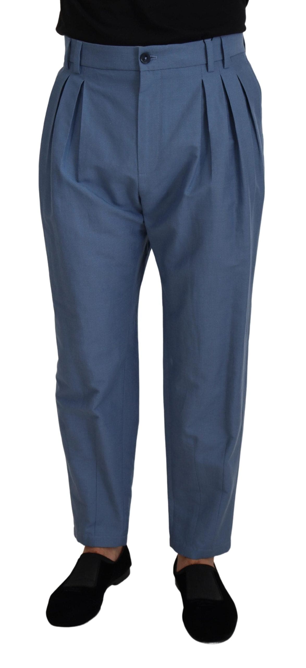 Pantalon élégant en lin et coton bleu Dolce &amp; Gabbana